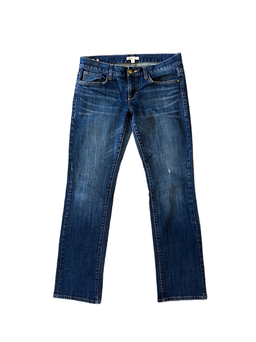 CAbi Blue Denim Jeans with Brass Button Size 8